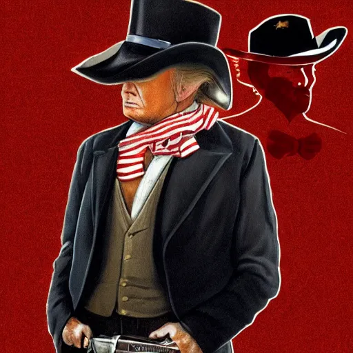 Image similar to an 1 8 0 0 s photo of donald trump playing the role of clint eastwood, squinting at high noon, in the style of a clint eastwood movie, the good, the bad and the ugly, distinguished, clint eastwood, vibe, glory days, mount rushmore, stern, resolve, formal, justice, american flag, independence, patriotism, symmetry, centered, balance