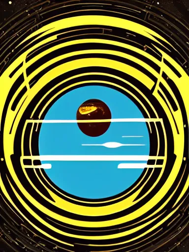 Image similar to vintage space station logo, vector, illustrator, designed by tom geismar, graphic design, adobe, golden art by - ratio