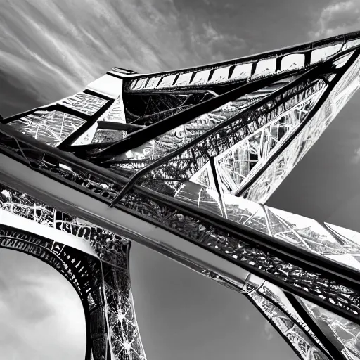 Prompt: eiffel tower structure by architect zaha hadid