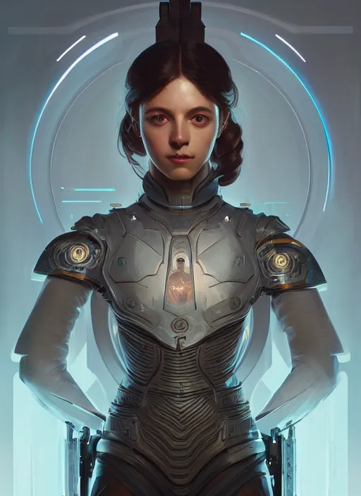 Prompt: symmetry!! portrait of a female character with a sword and armor, sci - fi, tech wear, glowing lights!! intricate, elegant, highly detailed, digital painting, artstation, concept art, smooth, sharp focus, illustration, art by julian del rey and greg rutkowski and alphonse mucha