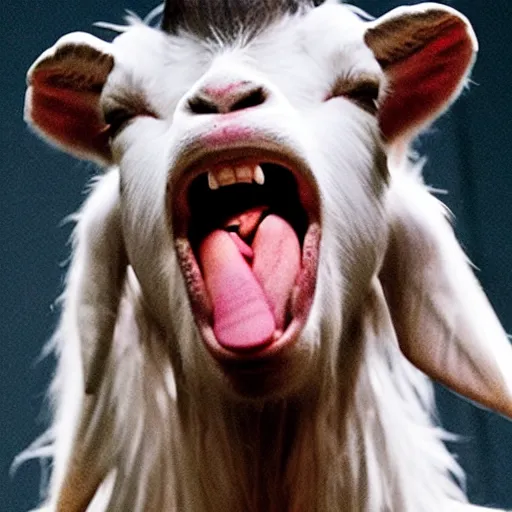 Prompt: taylor swift as a screaming goat