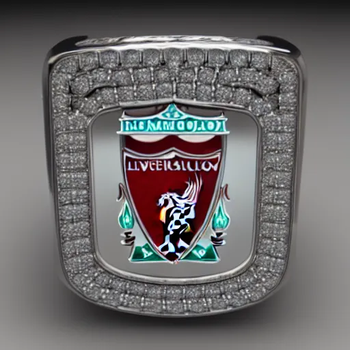 Prompt: Liverpool FC championship ring, diamonds, rubys, smooth lighthing, ultradetailed, 4k, trending on artstation, devianart and cgsociety, concept art