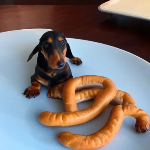 Prompt: pretzel in the shape of a dachshund