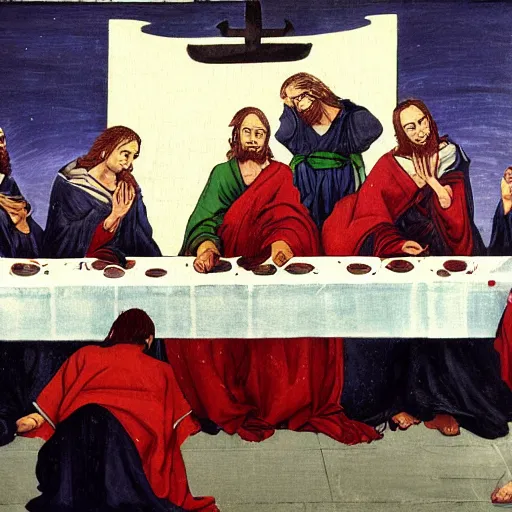 Prompt: Akatsuki in The Last Supper painting