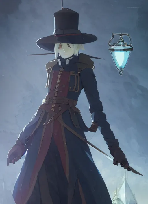 Prompt: lady maria of the astral clocktower, helm of second world war german warship landscape, illustration concept art anime key visual trending pixiv fanbox by wlop and greg rutkowski and makoto shinkai and studio ghibli and kyoto animation, fantasy, grimdark, volumetric lighting