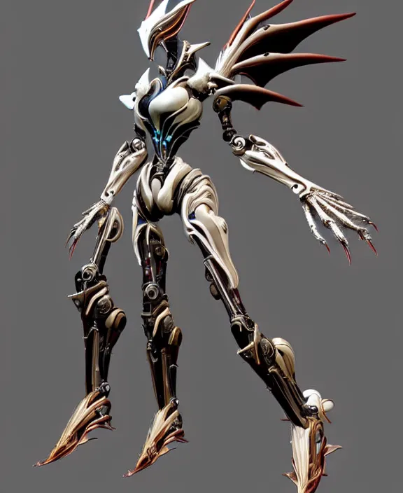 Image similar to extremely detailed front shot, low shot, of a beautiful elegant saryn warframe, that's a giant beautiful stunning anthropomorphic robot female dragon with metal cat ears, posing elegantly, detailed sharp robot dragon paws for feet, thick smooth warframe legs, streamlined white armor, long elegant tail, two arms, two legs, long tail, detailed warframe fanart, destiny fanart, high quality digital art, giantess art, furry art, realistic digital art, warframe art, Destiny art, furaffinity, DeviantArt, artstation, 8k HD, octane render