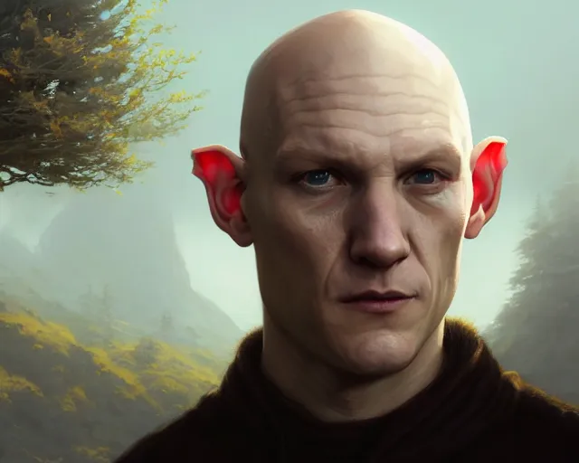 Image similar to highly detailed portrait of anthony carrigan as a bald elf, in gta v, stephen bliss, unreal engine, fantasy art by greg rutkowski, loish, rhads, ferdinand knab, makoto shinkai and lois van baarle, ilya kuvshinov, rossdraws, tom bagshaw, global illumination, radiant light, detailed and intricate environment