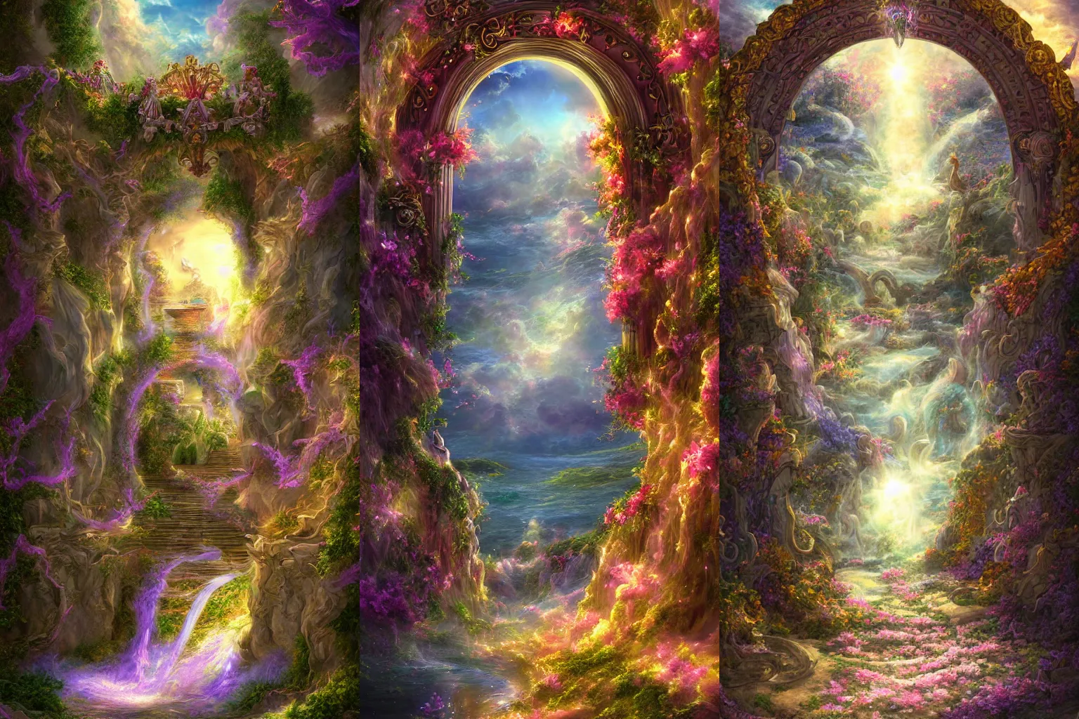 Prompt: fanciful and whimsical The gate to the eternal kingdom of Aphrodite, fantasy, digital art, HD, detailed.