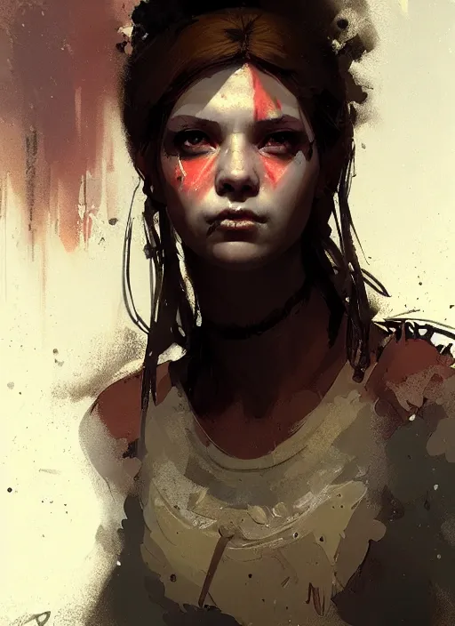 Image similar to a portrait of a pretty sewer punk young lady by greg rutkowski