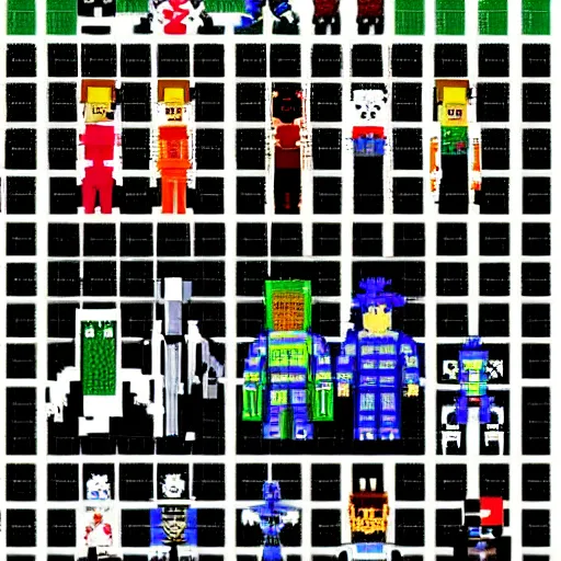 Prompt: mass effect characters in 8 bit style pixel art