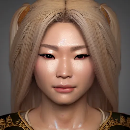 Prompt: portrait of a blonde Asian goddess, 3d unreal engine octane render realism 4K