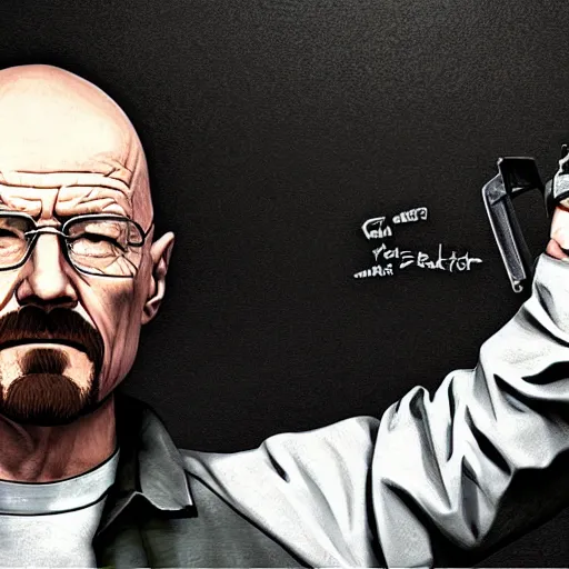 Image similar to walter white on the gta 5 cover art.