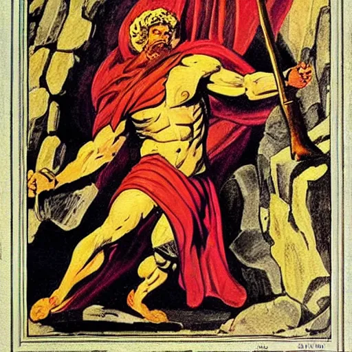 Image similar to a comic book painting of zeus the conquerer