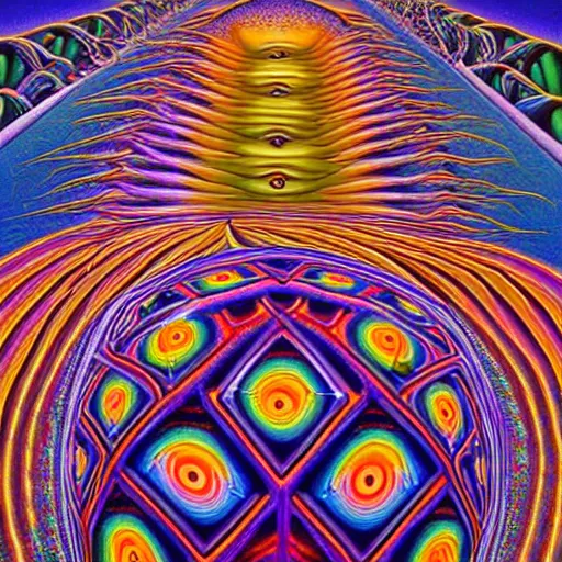 Image similar to tripping on LSD in Las Vegas, by Alex Grey, psychedelic art