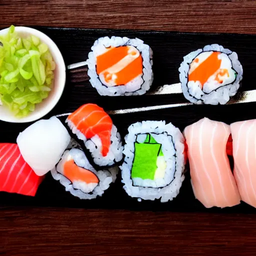 Prompt: sushi in claymation form