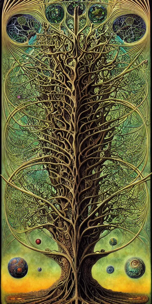 Image similar to tree of life by roger dean and andrew ferez, art forms of nature by ernst haeckel, divine chaos engine, symbolist, visionary, art nouveau, botanical fractal structures, organic, detailed, realistic, surreality