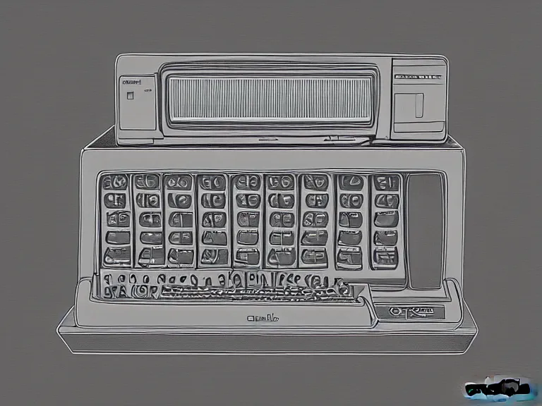 Prompt: a pencil drawing of a vintage compute. by pen tacular