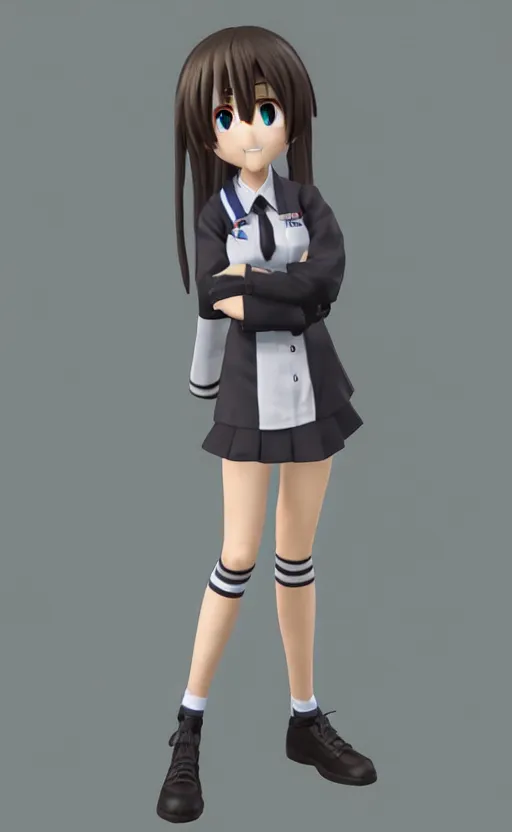 Image similar to Anime girl figure in school uniform, unreal engine, highly detailed.