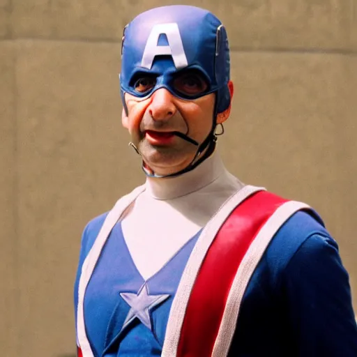 Prompt: Mr Bean as Captain America