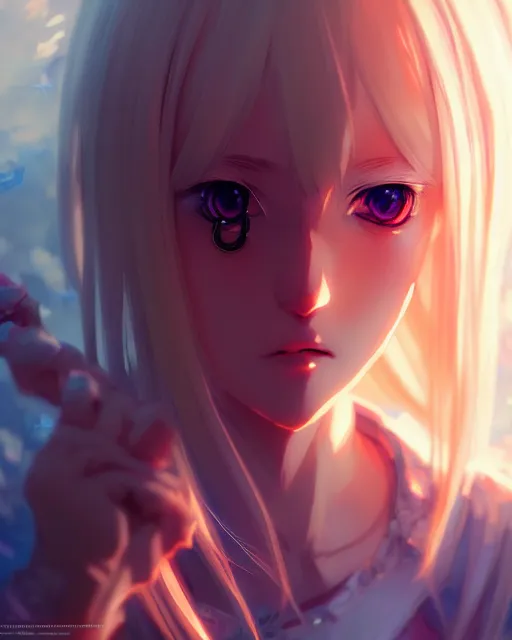 Prompt: blonde haired magical girl anime character screenshot, anime, intricate, sharp focus, illustration, highly detailed, digital painting, clean artstyle, concept art, matte, art by ilya kuvshinov and ruan jia and greg rutkowski, masterpiece