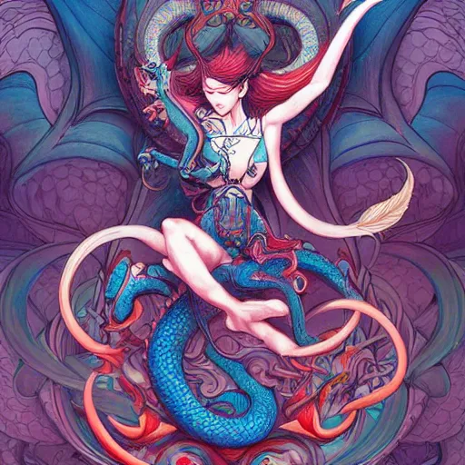 Image similar to sacred divine dragon art by james jean and art by loish highly detailed painting trending on arstation vivid colors spirit