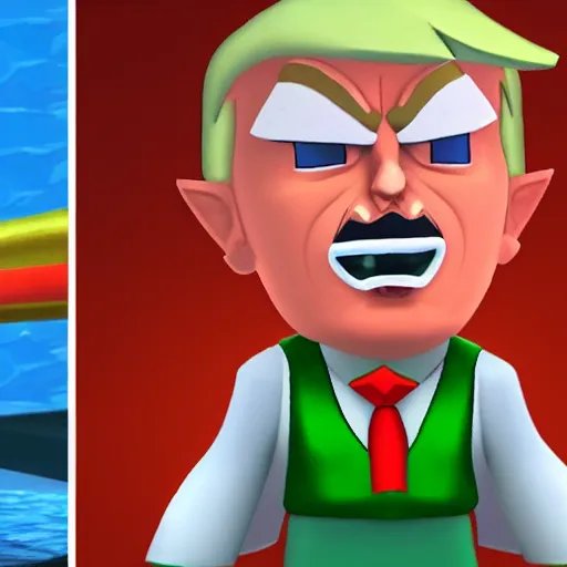 Image similar to Donald Trump!! as Tingle! in The Legend of Zelda!! Wind Waker