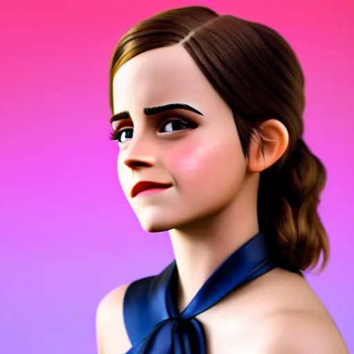 Image similar to emma watson new pixar disney dreamworks warner bros character, highly detailed, extremely high quality, hd, 4 k, 8 k, professional photographer, 4 0 mp, lifelike, top - rated, award winning, cinematic, realistic, detailed lighting, detailed shadows, sharp, no blur, edited, corrected, trending