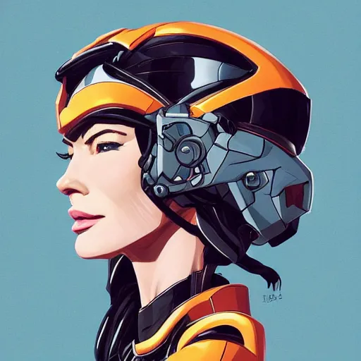 Image similar to a portrait of a stunning beautiful elite lena headey gundam pilot, with an intricate, detailed, urban inspired hiphop afro futuristic helmet, vector behance hd jesper ejsing, rhads, makoto shinkai, lois van baarle, ilya kuvshinov, rossdraws, hd, 3 2 k, ilya kuvshinov, gustav klimt