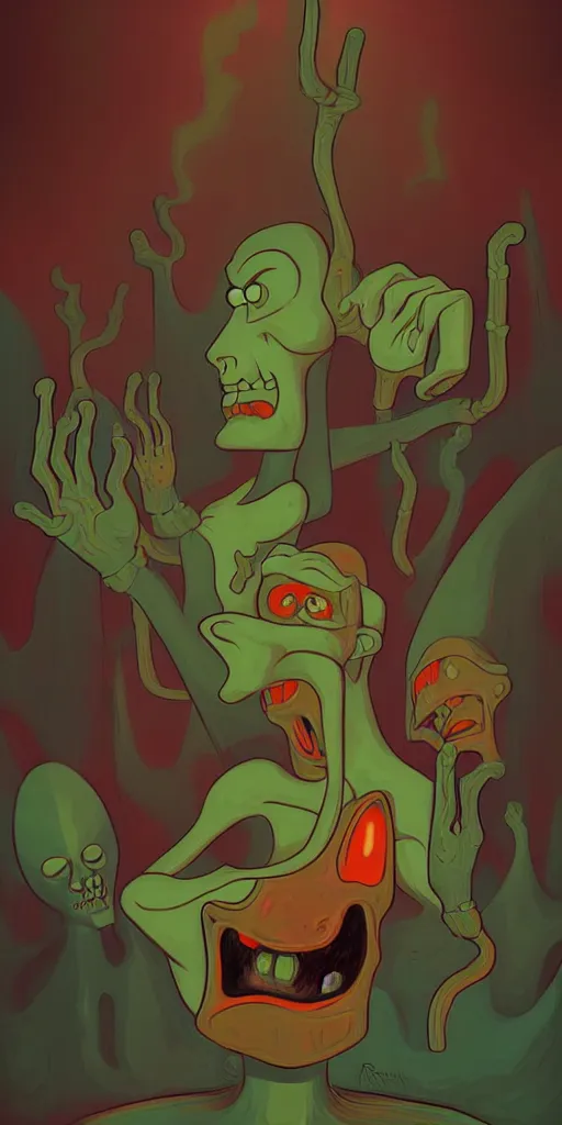 Prompt: uncanny repressed mutants from the depths of a vast wasteland in the collective unconscious, dramatic lighting, surreal dark 1 9 3 0 s fleischer cartoon characters, surreal painting by ronny khalil