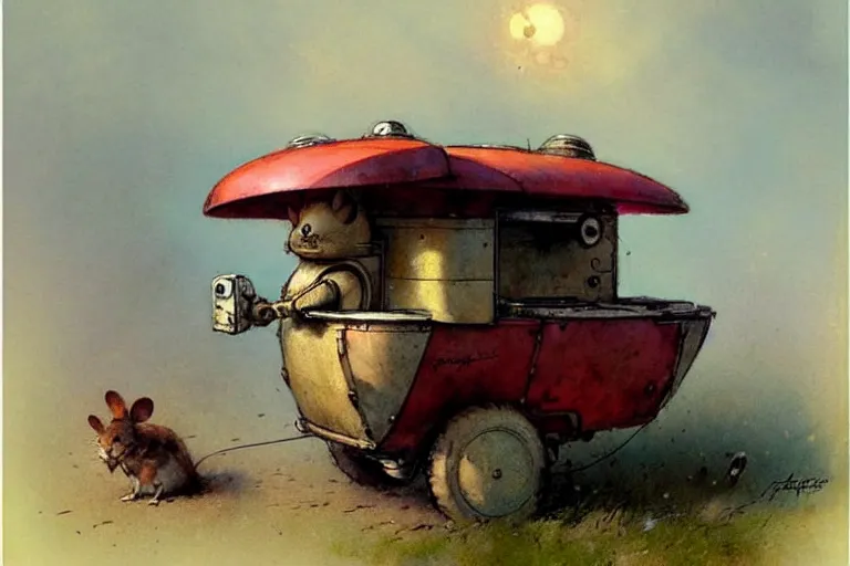 Image similar to adventurer ( ( ( ( ( 1 9 5 0 s retro future robot android mouse wagon store. muted colors. ) ) ) ) ) by jean baptiste monge!!!!!!!!!!!!!!!!!!!!!!!!! chrome red