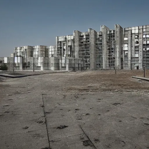 Prompt: brutalism neonlike version of pripyat art