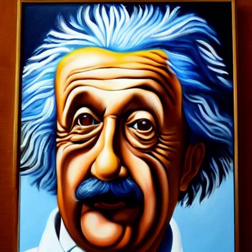 Prompt: A realistic painting of Einstein in the style of Salvador Dalí
