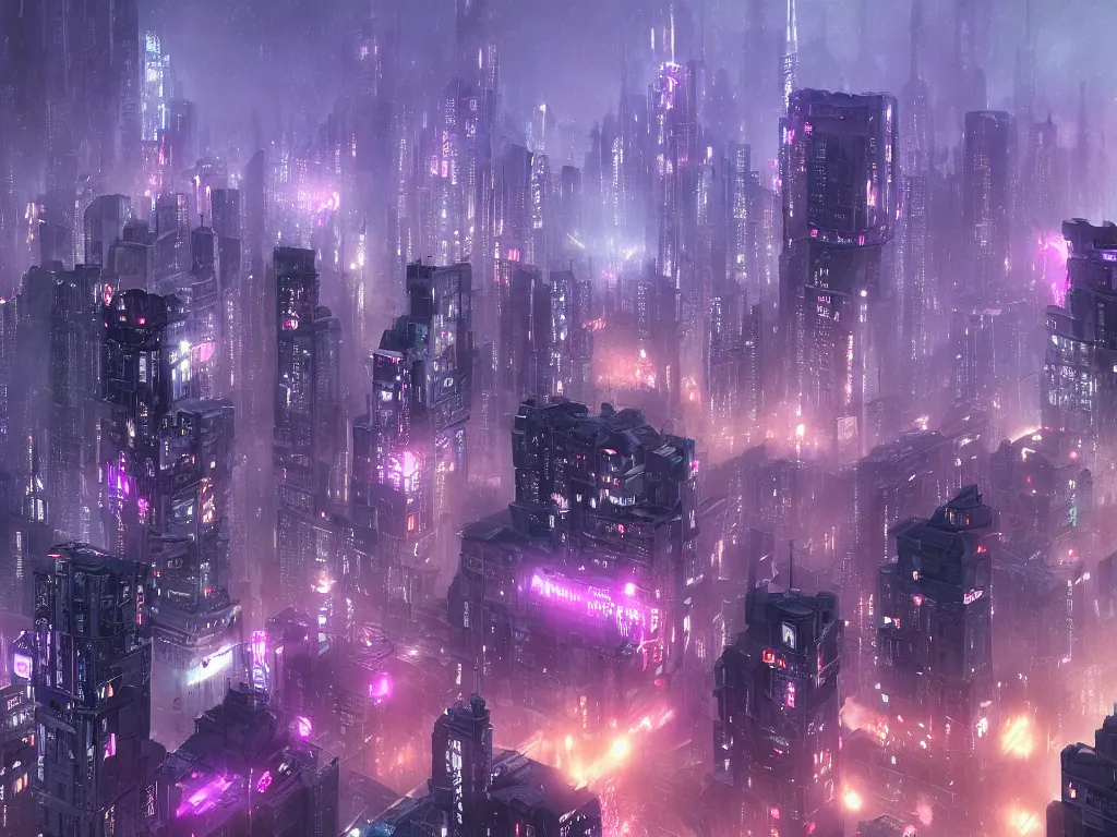 Image similar to blade runner city, high quality, cyberpunk, purple, russian doomer panel houses, lucid