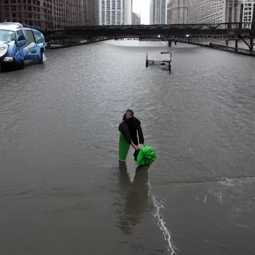 Prompt: Chicago climate disaster
