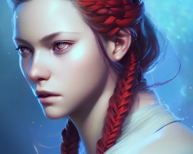 Prompt: beautiful portrait of Nami, red braided hair, by charlie bowater, ross tran, artgerm, and makoto shinkai, detailed, soft lighting, rendered in octane