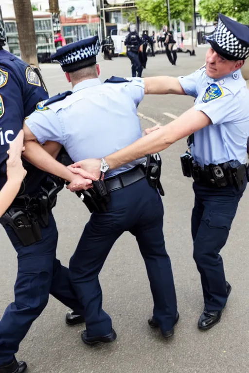 Image similar to police officer arresting criminal