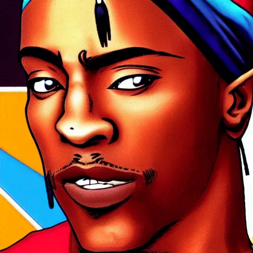 Image similar to Tupac Shakur, screenshot from a 2012s anime, anime