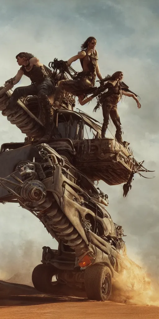 Image similar to mad max, masterpiece by Edgar Maxence and Ross Tran and Michael Whelan, 8k, octane render