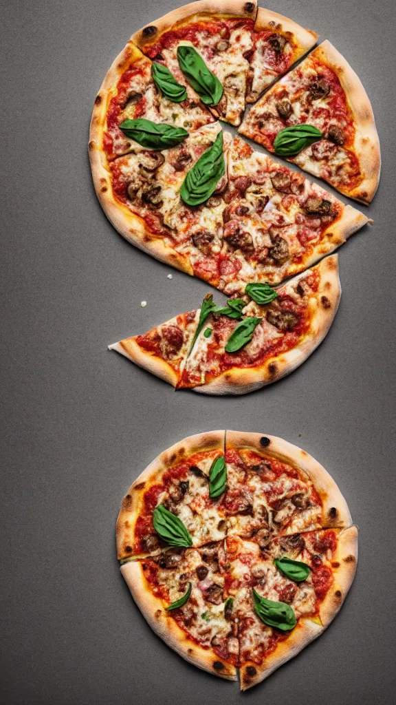 Image similar to A pizza with a city on top of it, food photography, studio lighting ƒ1.8, 35mm