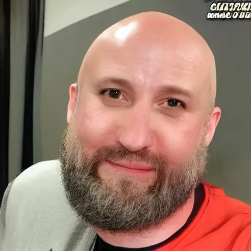 Image similar to bald ethan van sciver with a trimmed grey beard and point nose as an anime character