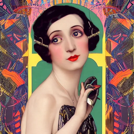 Prompt: a portrait painting of a 1 9 2 0 s woman in a flapper dress, highly detailed, art by tristan eaton and artgerm and william - adolphe bouguereau