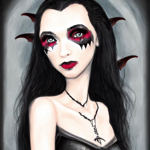 Prompt: raven winged female vampire ,high fantasy, portrait