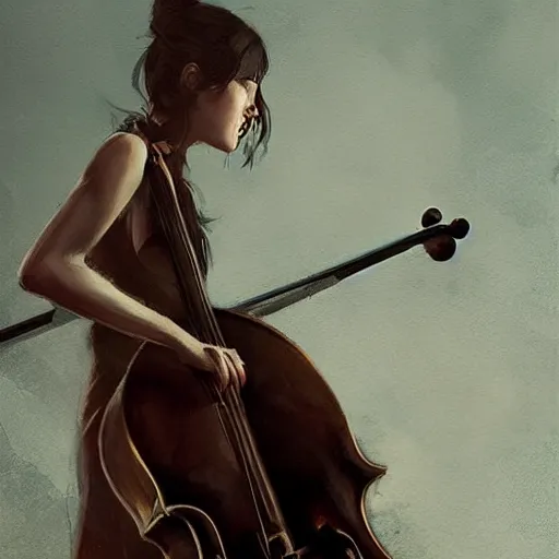 Image similar to girl with a cello instead a body by greg rutkowski