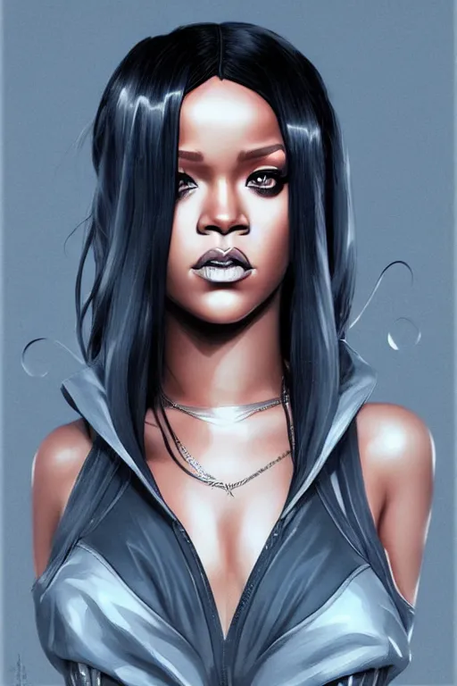 Prompt: rihanna, manga cover art, detailed color portrait, artstation trending, 8 k, greg rutkowski