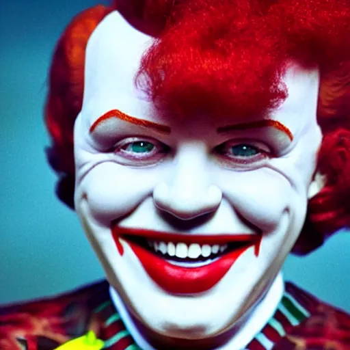 Image similar to photo of evil ronald mcdonald