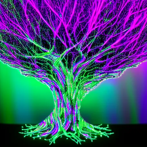 Prompt: psychedelic tree with neons and lasers