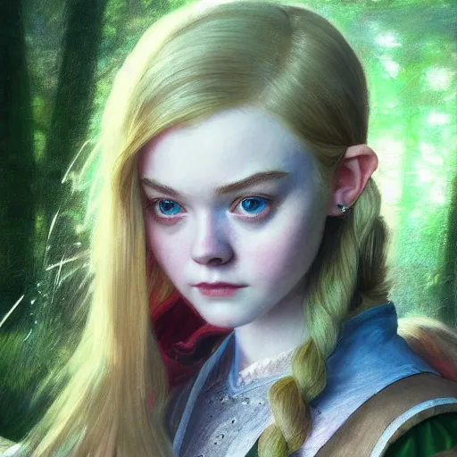 Image similar to Elle Fanning as zelda portrait, Crayon, textured art by Stanley Artgerm Lau , greg rutkowski, thomas kindkade, alphonse mucha, loish, norman rockwell