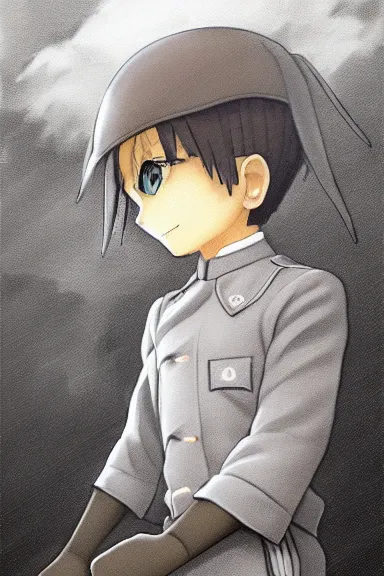 Image similar to beautiful little boy in nazi male uniform. made in abyss art style, sharps focus, pose, cute detailed artwork, anatomically correct, ilya kuvshinov, reflection, perfect composition, mobile wallpaper, digital art, detailed anime soft face, symmetrical face, western comic, illustration, realistic, smooth, nazi chic, lois van baarle, soft details