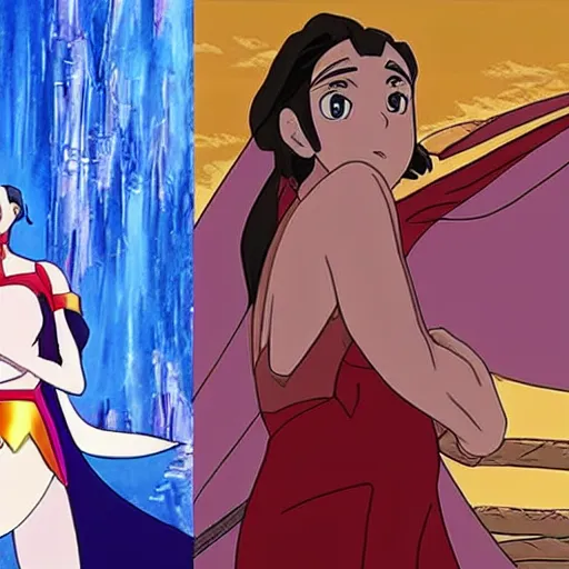 Image similar to gal gadot as a studio ghibli character