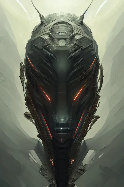 Image similar to professional concept art symmetrical portrait of a horrendous robotic fractal predatory species in a dark room by artgerm and greg rutkowski. an intricate, elegant, highly detailed digital painting, concept art, smooth, sharp focus, illustration, in the style of cam sykes.